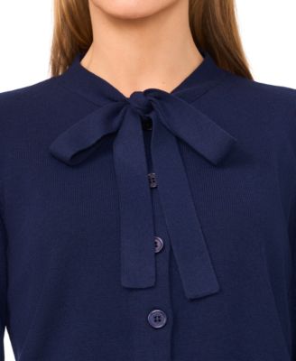 Women's Tie Neck Cardigan Sweater