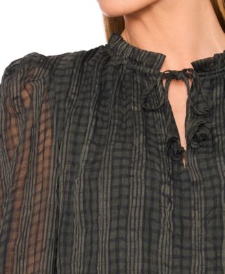 Women's Smocked Cuff Ruffle Top