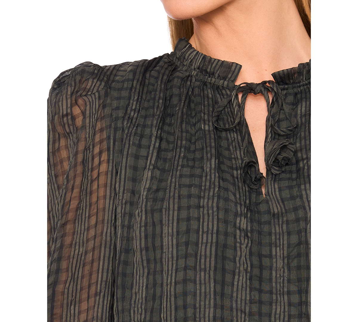 CeCe Women's Smocked Cuff Ruffle Top