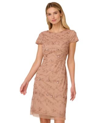 Adrianna Papell - Women's Boat-Neck Beaded Sheath Dress
