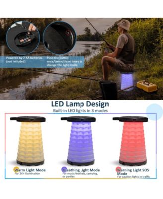 3-Piece Folding Camping Table and LED Stool Set