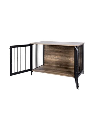 Wooden Dog Crate Furniture Dog Kennel with 2 Doors for Large Medium Dog