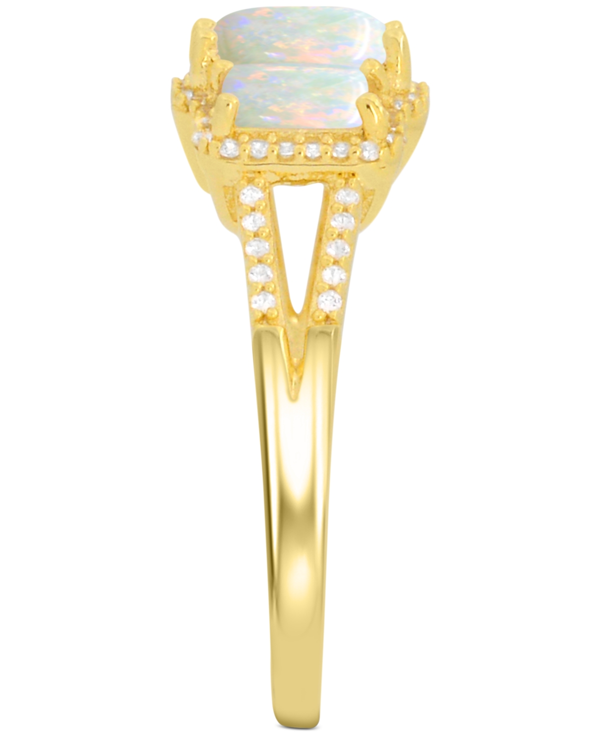 Macy's Lab Grown Sapphire (1-1/3 Ct. T.w) And Lab Grown White Sapphire (1/8 Ct. T.w) Ring In Sterling Silve In Gold