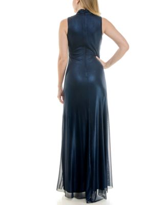 Women's Asymmetrical Ruched Mock Neck Dress