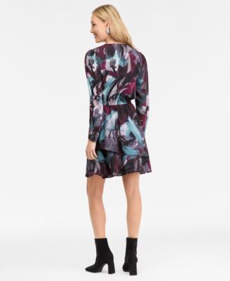 Women's Long-Sleeve Surplice-Neck Midi Dress, Macy's Exclusive