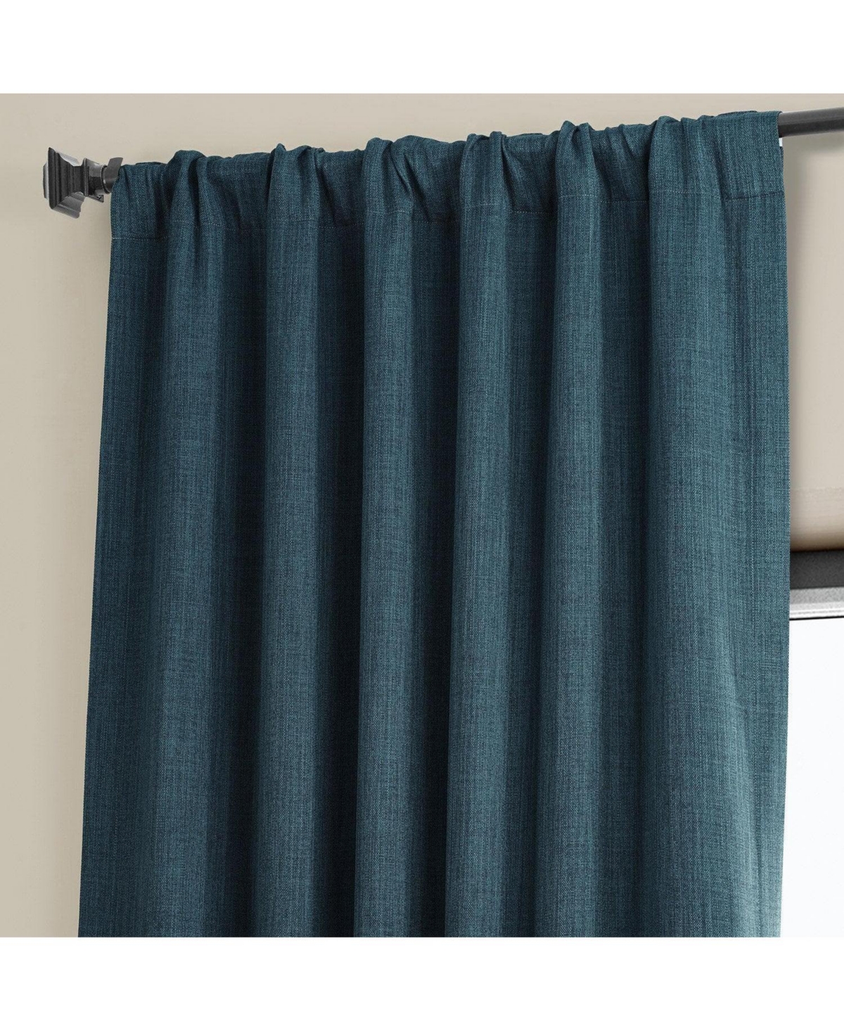 Half Price Drapes Textured Faux Linen Room Darkening Curtain In Green