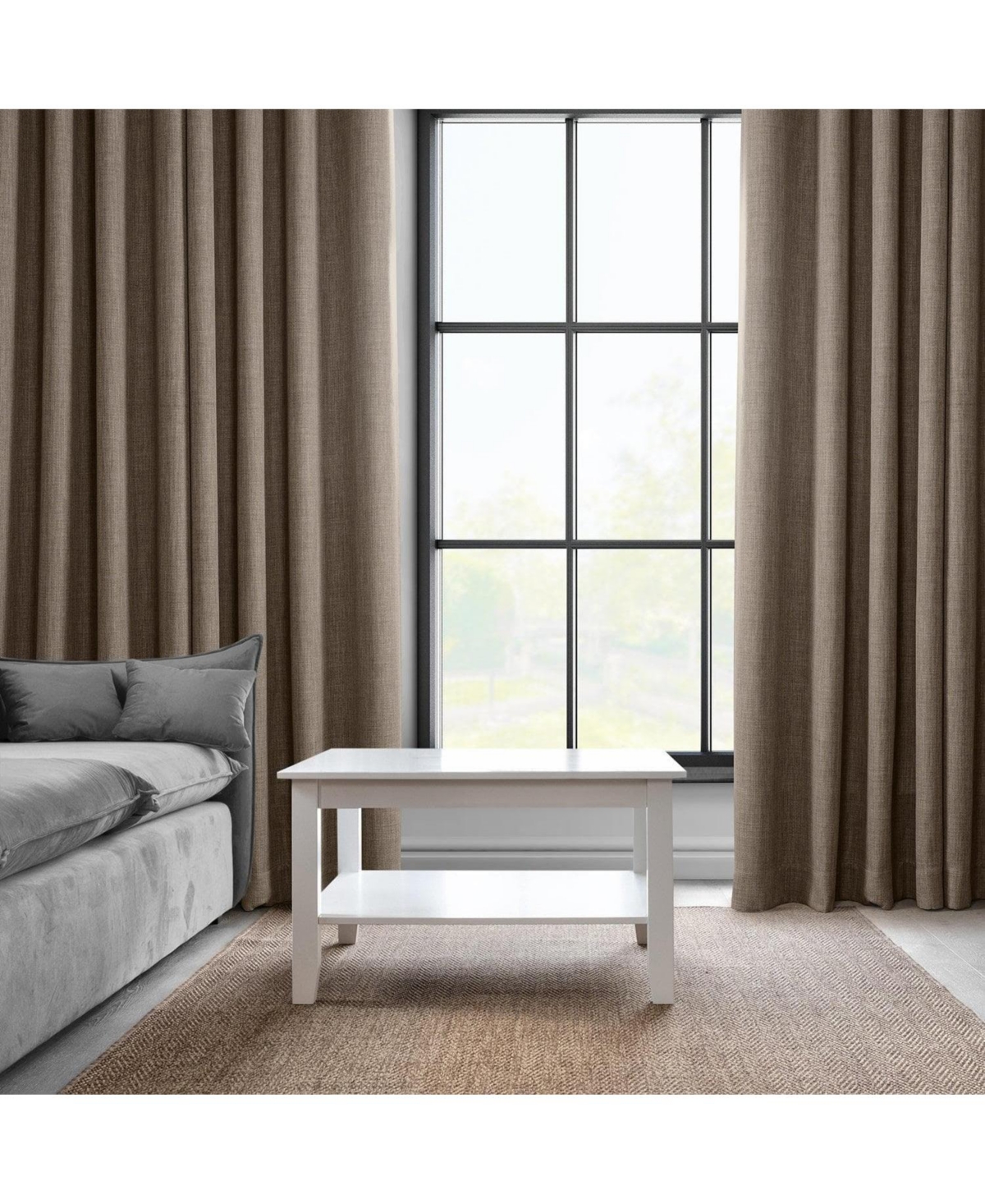 Half Price Drapes Grommet Textured Faux Linen Room Darkening Curtain In Neutral
