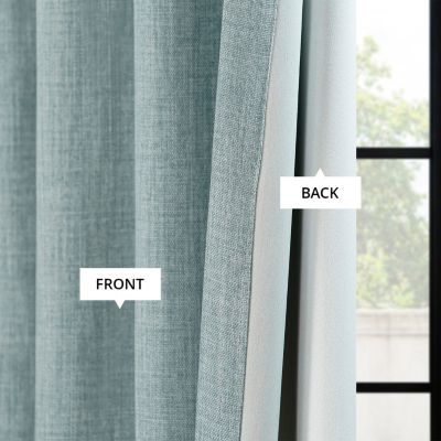Extra Wide Textured Faux Linen Room Darkening Curtain