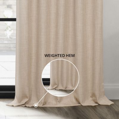 Extra Wide Textured Faux Linen Room Darkening Curtain