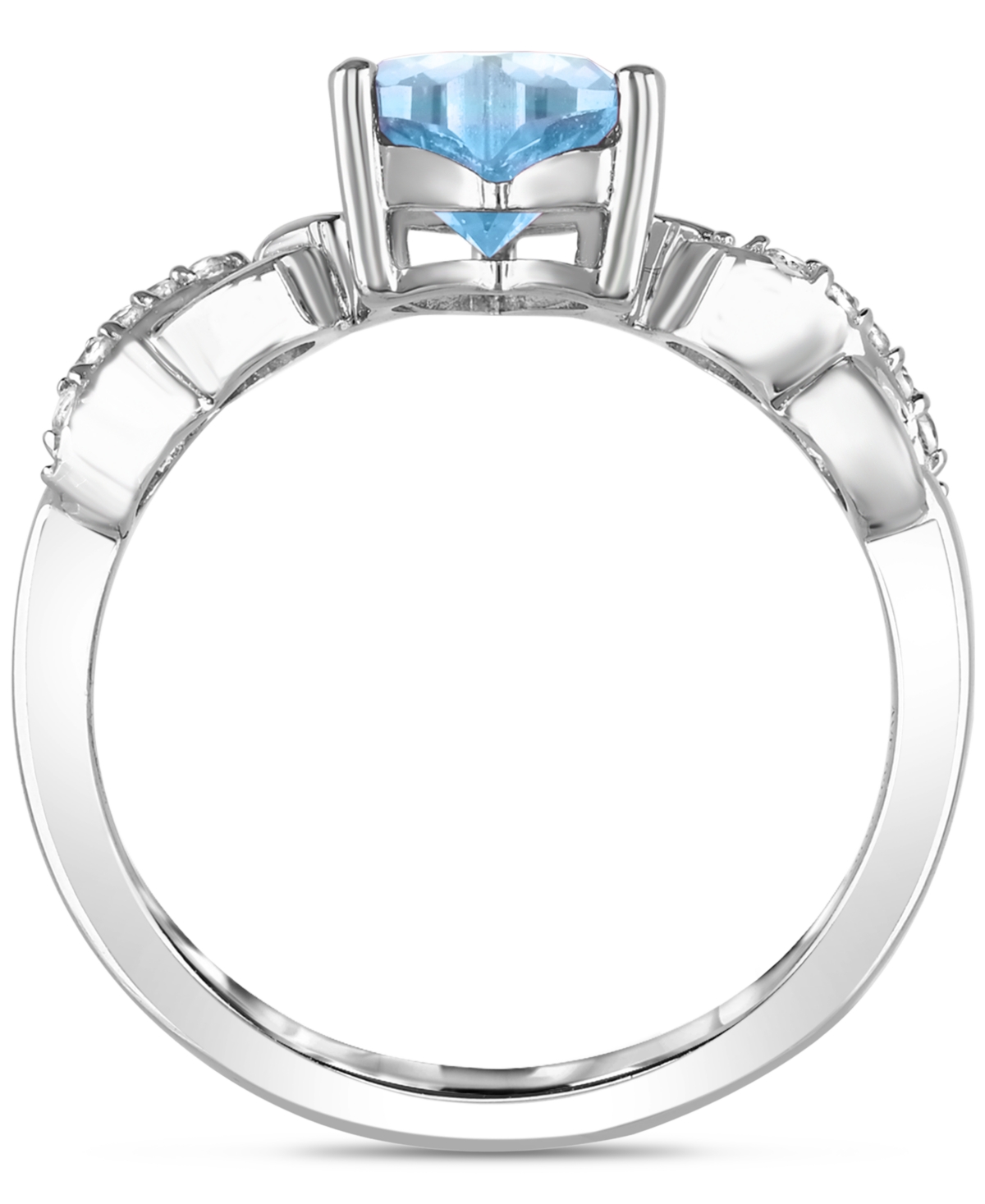 Macy's Lab-created Ruby 1-1/3 Ct. T.w. And Lab-created White Sapphire 1/5 Ct. T.w. Heart Promise Ring In St In Blue