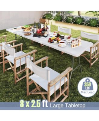 8FT Folding Patio Table with HDPE Top and Metal Legs for Outdoor and Indoor Use