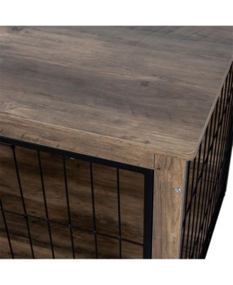 Natural Wooden Dog Crate Indoor Dog Kennel with Double Doors