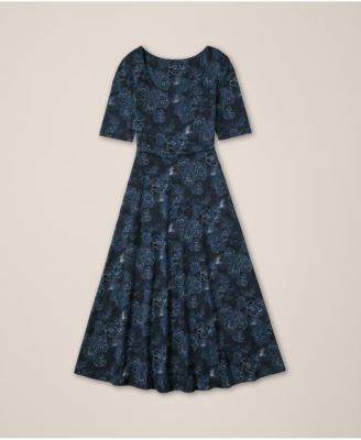Women's Organic Cotton Fit & Flare Scoop Midi Dress