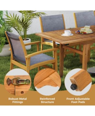 Outdoor Dining Chairs Acacia Wood Patio Chairs with Breathable Fabric Seat