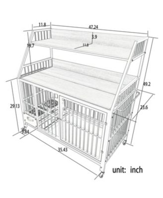 35 in. W x 49 in. H x 24 in. D Large Pet Cage with Storage Rack, Drawers with Stainless Steel Food in Black