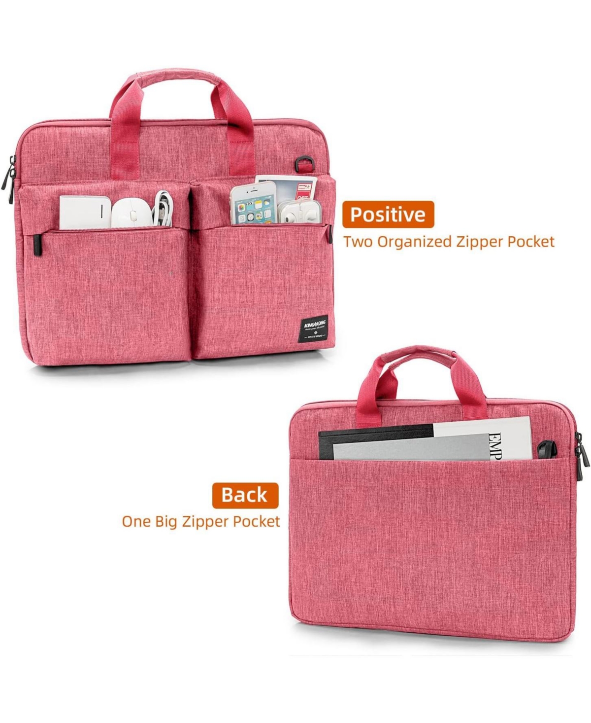 Slim 17.3 inch Laptop Sleeve Bag Carrying Case with Shoulder Strap, Notebook Ultrabooks Computer Handbag Cover for Men Women Fit for Acer Asus Hp Pink