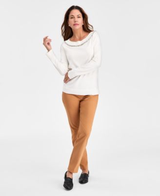 Women's Rhinestone-Trim Sweater, Macy's Exclusive