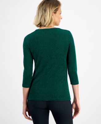 Women's Striped Shine Keyhole Jacquard Top, Macy's Exclusive