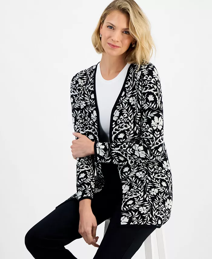 Women's Printed Open-Front Cardigan - thumbnail 2
