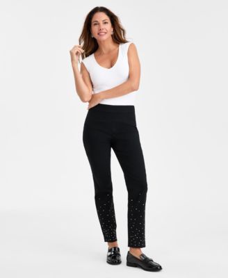 JM Collection - Women's Embellished Pull-On Cambridge Pants