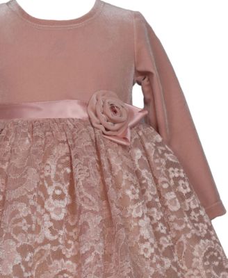 Little and Toddler Girls Velvet to Lace Party Dress