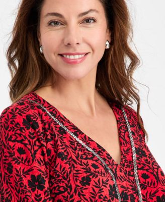 Petite Embellished V-Neck Top