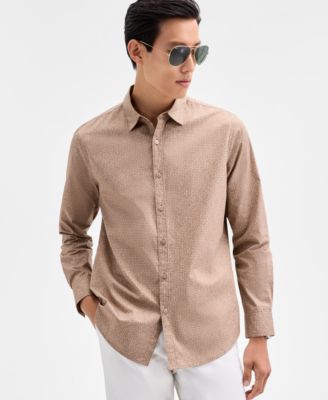 Alfani - Men's Long Sleeve Basket-Weave Button-Front Shirt