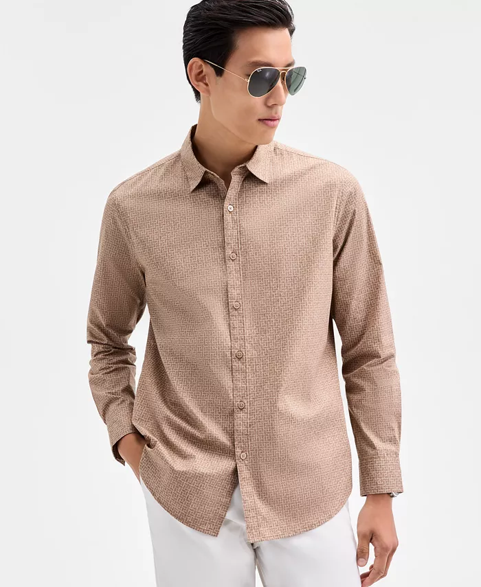Men's Long Sleeve Basket-Weave Button-Front Shirt