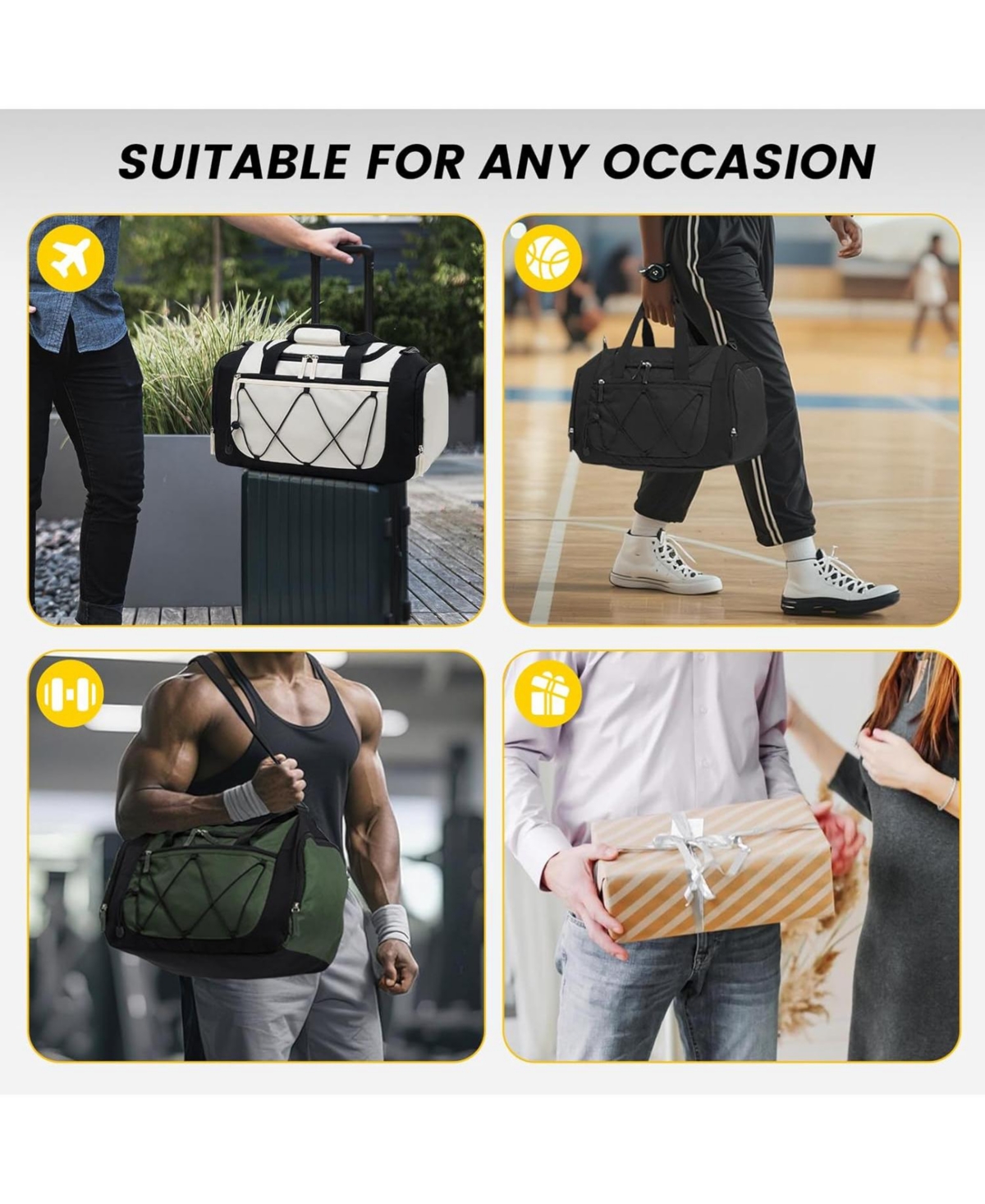 Urtala Gym Bag for Men - 18 Inches Small Duffle with Shoe Compartment, Lightweight Travel Sports, & Weekend Trips