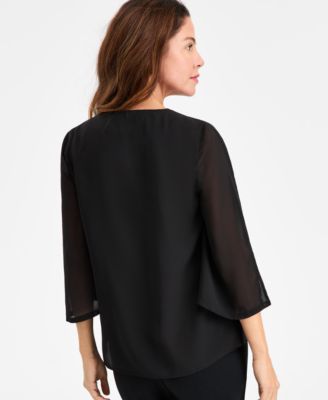 Women's Embellished V-Neck 3/4-Sleeve Blouse, Macy's Exclusive