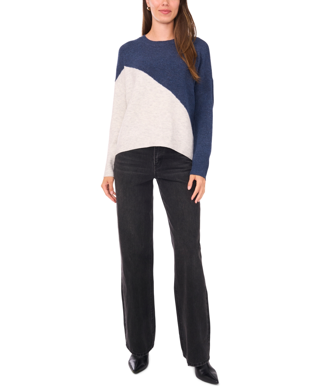 Sam & Jess Women's Vertical Colorblock Sweater In Blue