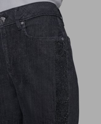 Women's Rhinestone-Stripe Straight-Leg Jeans