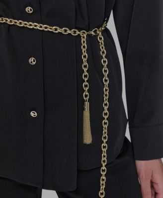 Women's Belted Chest-Pocket Top