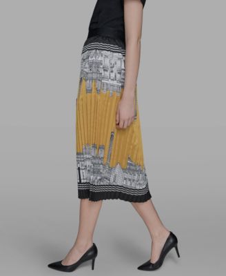 Women's Pleated Paris Scene Midi Skirt