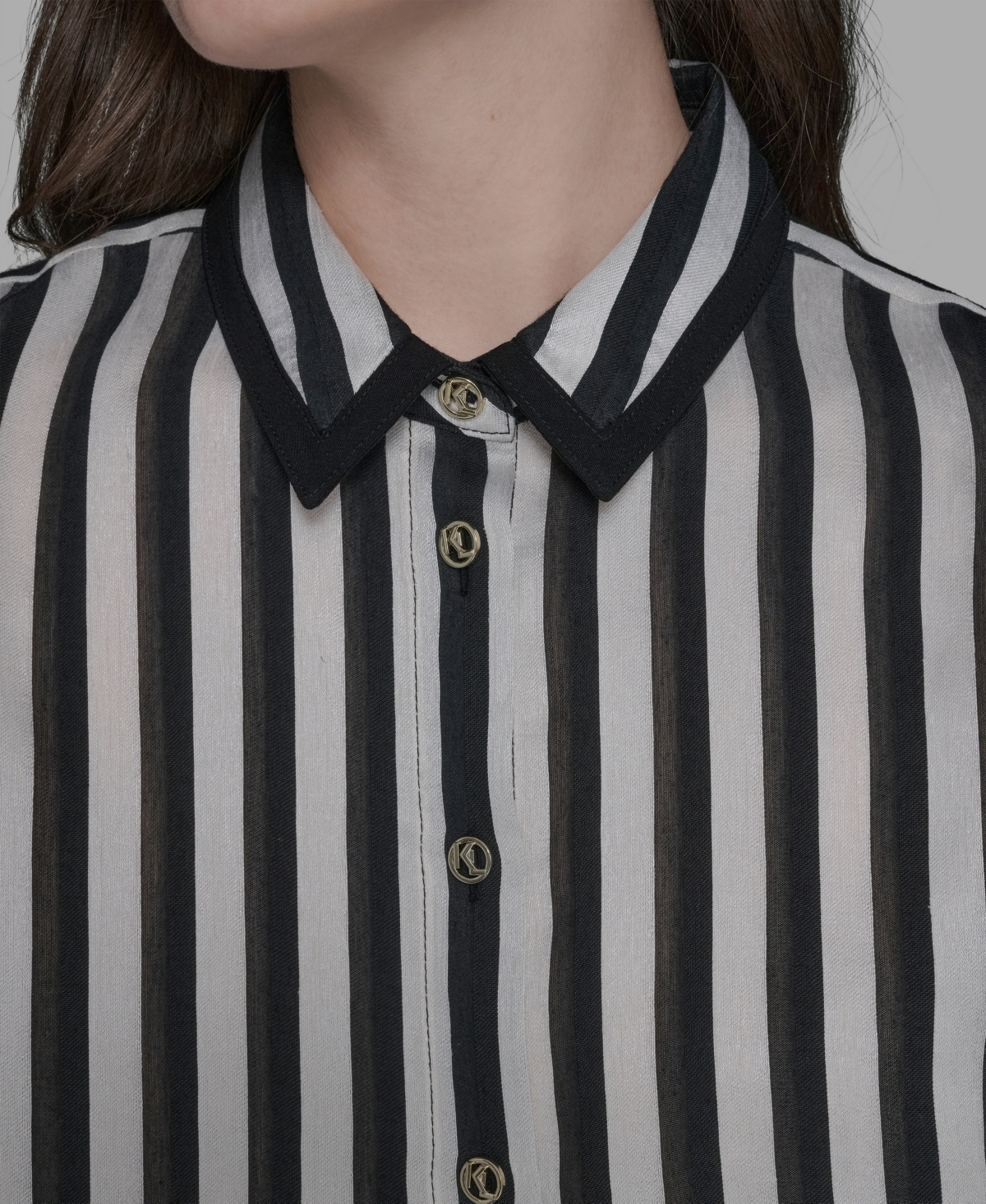 Karl Lagerfeld Women's Button-front Striped Shirt In Multi