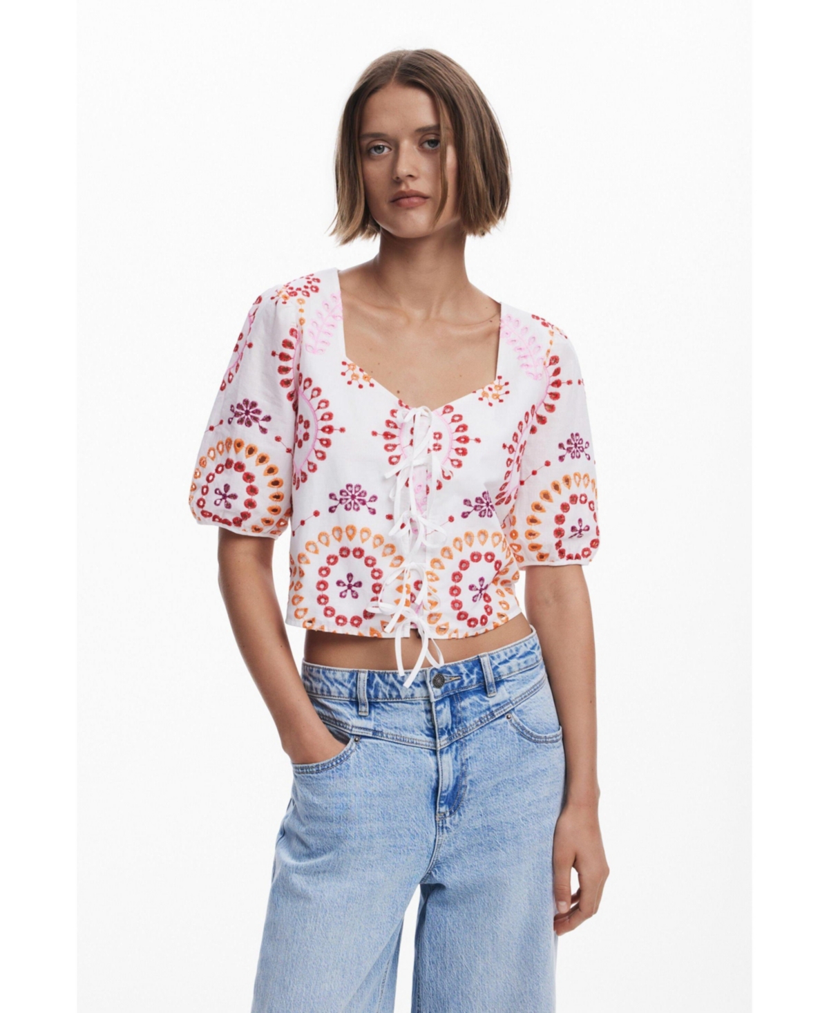 Desigual Women's Printed Boho tie blouse