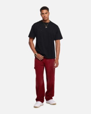 Men's Distressed T-Shirt, Black - L