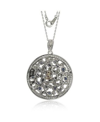 Suzy Levian Sterling Silver Sapphire & Created White Sapphire Multi-Circle Pendant