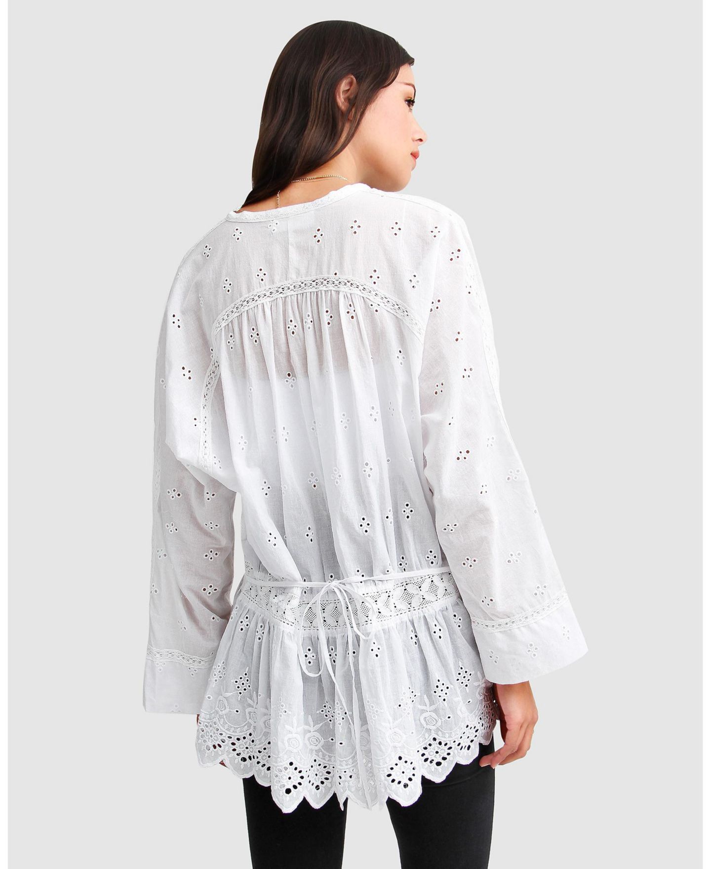 Женская рубашка Belle & Bloom Unbutton Me Eyelet Button Down, цвет: Белый — фото 3