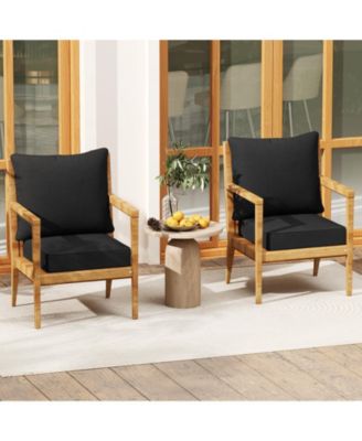 Indoor/Outdoor Deep Seat Chair Cushion Pads Set with Rope Belts