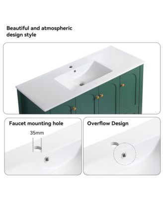48" Vanity Set With Ceramic Sink, 4 Soft-Close Doors & 2 Drawers, Spacious Bath Storage