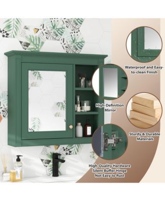 30" x 28" Bathroom Medicine Cabinet with Mirror and 3 Open Shelves, Wall-Mounted (No Vanity)