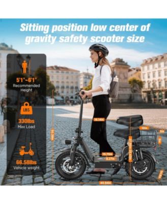 C14 Electric Scooter with Seat, 750W Motor, 20MPH, 28-Mile Range, Dual Disc Brakes
