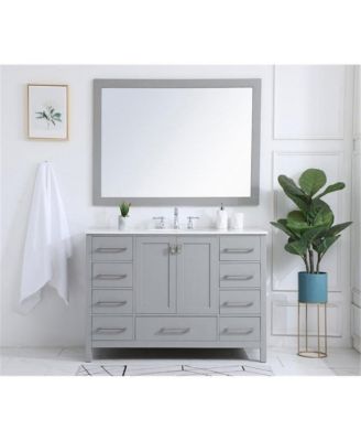 48" Grey Bathroom Vanity with Carrara Marble Top & Backsplash, Soft-Close Doors & Dovetail Drawers, Brushed Nickel