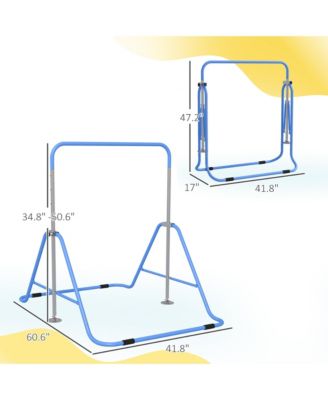 Folding Gymnastics Bar for Kids, Adjustable Height, Bubble Gum