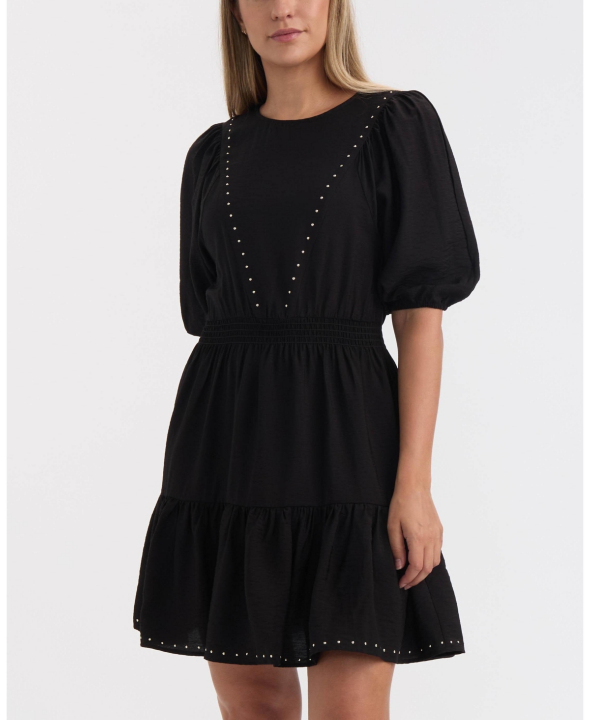 Ellen Tracy Women's Studded Crinkle Dress In Black
