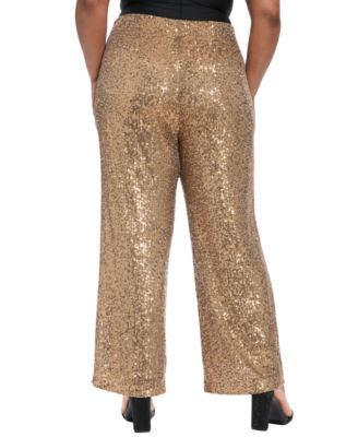 Plus Size Sequin Pull On Pants