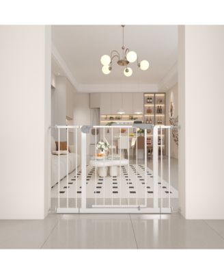 29.5-45.3 in. Wide Baby Gate for Stairs, Dog Gate Indoor for Doorways, No Drilling Pressure Mounted Pet Gates in White