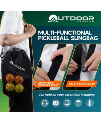 Outdoor Cruiser pickleball set with 2 USAPA approved fiberglass paddles, 4 balls, grip tapes & carry bag—lightweight & durable design