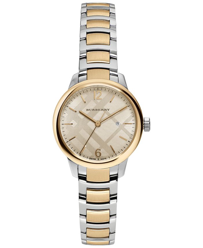 Burberry Women's Swiss The Classic Round Two-Tone Stainless Steel ...